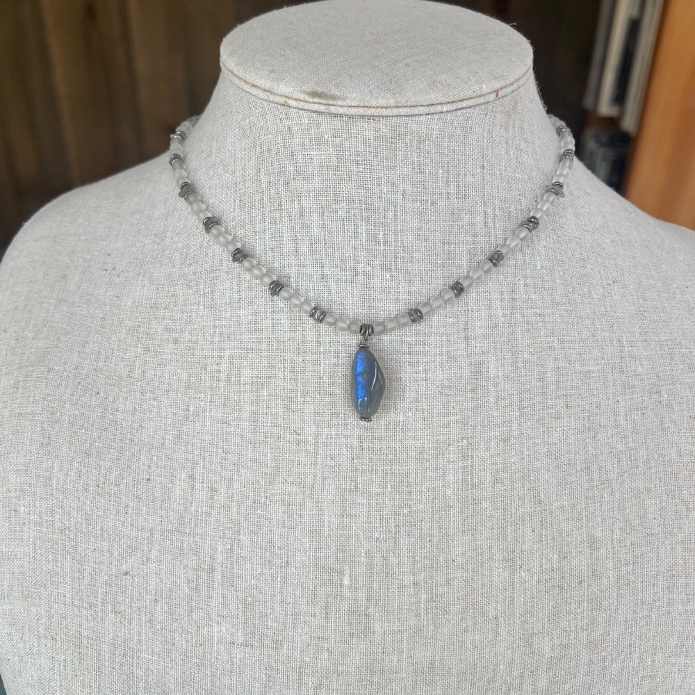 Artisan Labradorite and Quarts Crystal Necklace